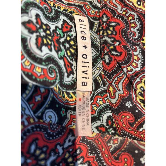 Alice and Olivia Sheila Paisley Long Sleeve Tie Front Blouse Top Sz XS New - Picture 10 of 13